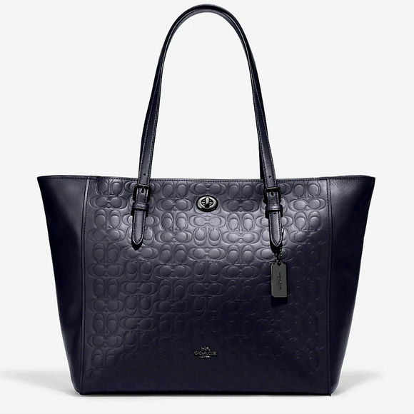 Turnlock Tote In Signature Leather 👜 - Picture 1 of 5